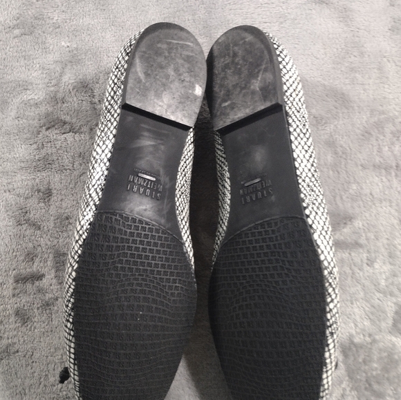Stuart Weitzman Shoes Womens 8 M Geometric Ballet Flats Bow Black White - Picture 6 of 8